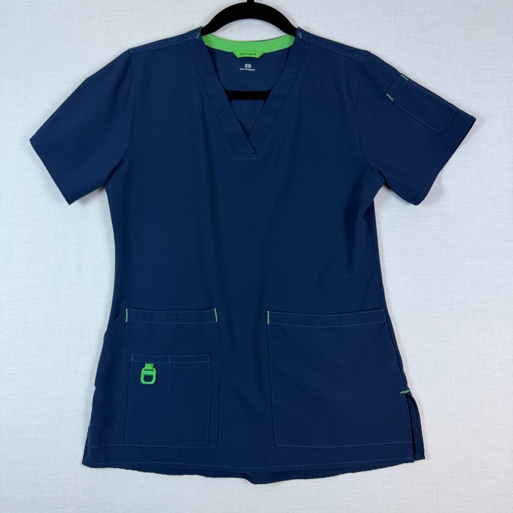 Carhartt Scrub Top Navy Blue Womens XS